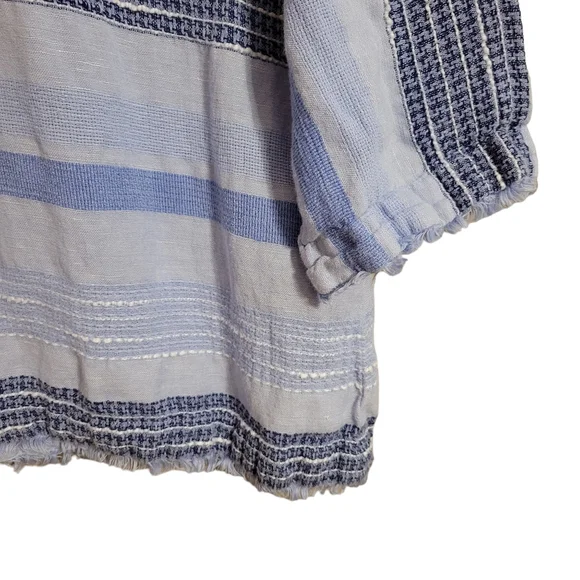 Cloth & Stone Linen Blend Blue Striped Boxy Top - Picture 6 of 9